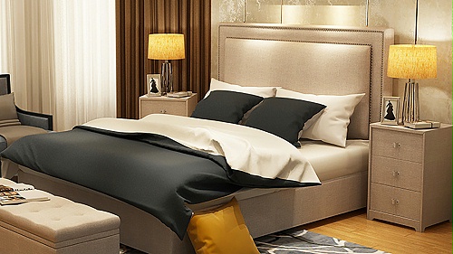 广州某酒店布艺软床装修工程案例